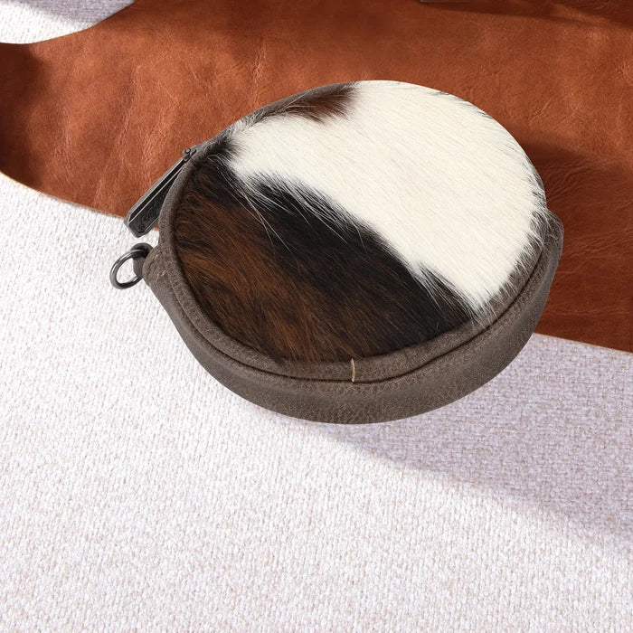 Wrangler Genuine Hair On Cowhide Circular Coin Pouch Bag Charm