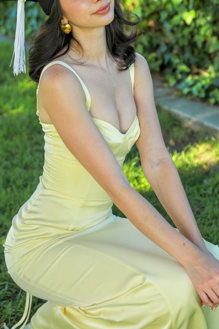 Yellow Double Straps Sweetheart Sleeveless Satin Long Prom Dress